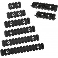  Single Polymer Picatinny Accessory Rail & Pressure Switch Cable Guides Set for MMLOKS System 3-5-7-9-11-13 Slot - 6 Pieces Black