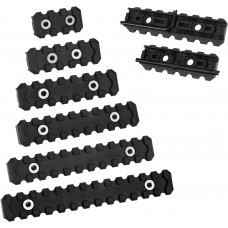  Single Polymer Picatinny Accessory Rail & Pressure Switch Cable Guides Set for MMLOKS System 3-5-7-9-11-13 Slot - 6 Pieces Black